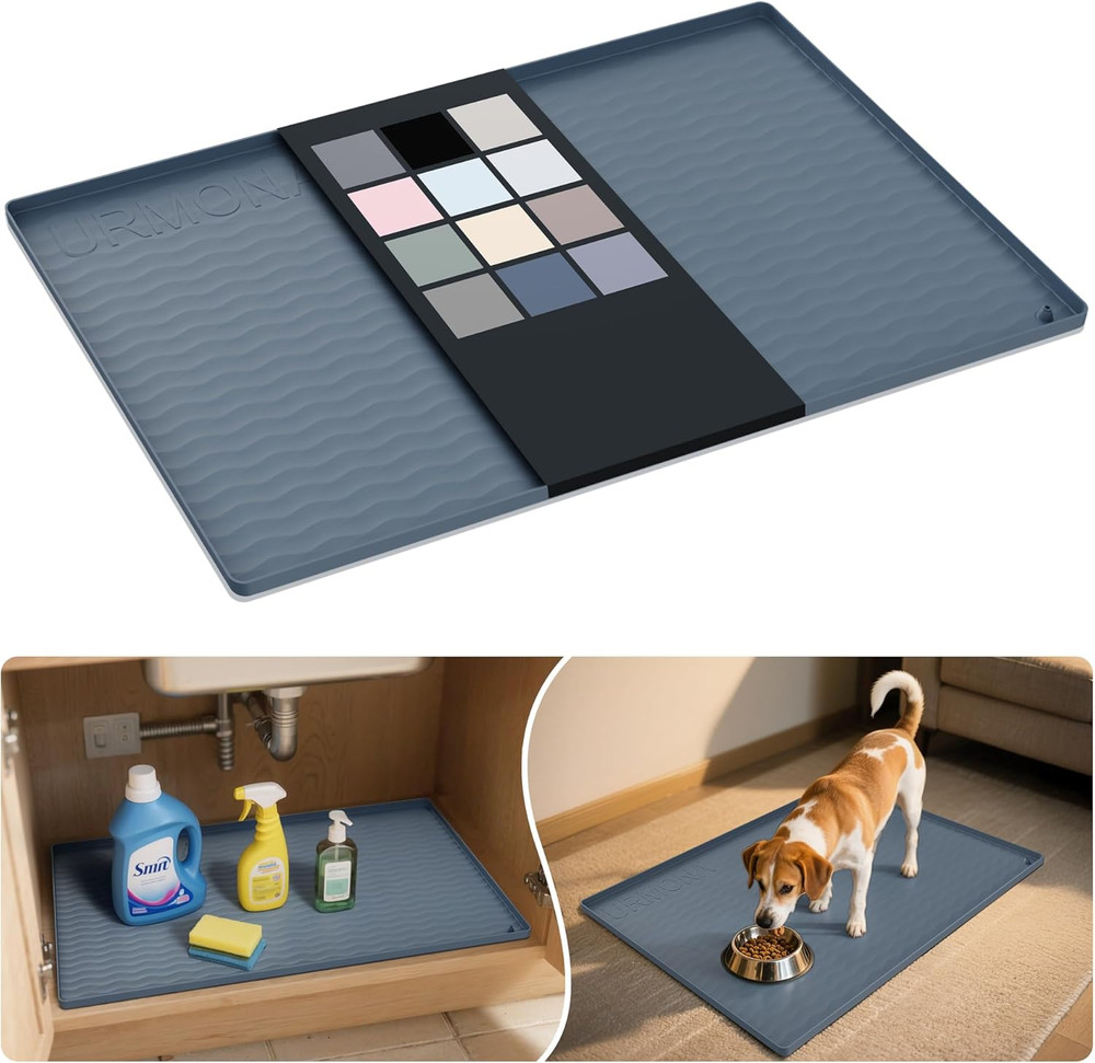 Waterproof Silicone under Sink Mat 31'' X 22'' Shelf Liner for Kitchen and Ba...