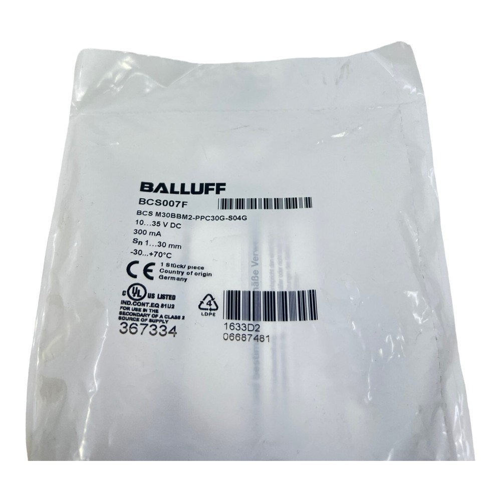 Balluff BCS007F Capacitive Level Sensor IP66 100Hz M30 PBT 4 Pin