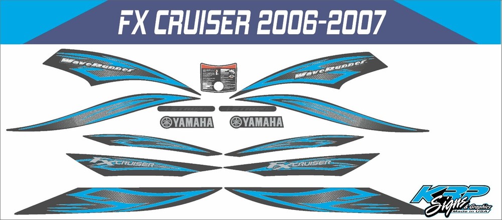 YAMAHA WAVERUNNER FX CRUISER 2006-2007 Graphics / Decal / Sticker Kit LIGHT BLUE