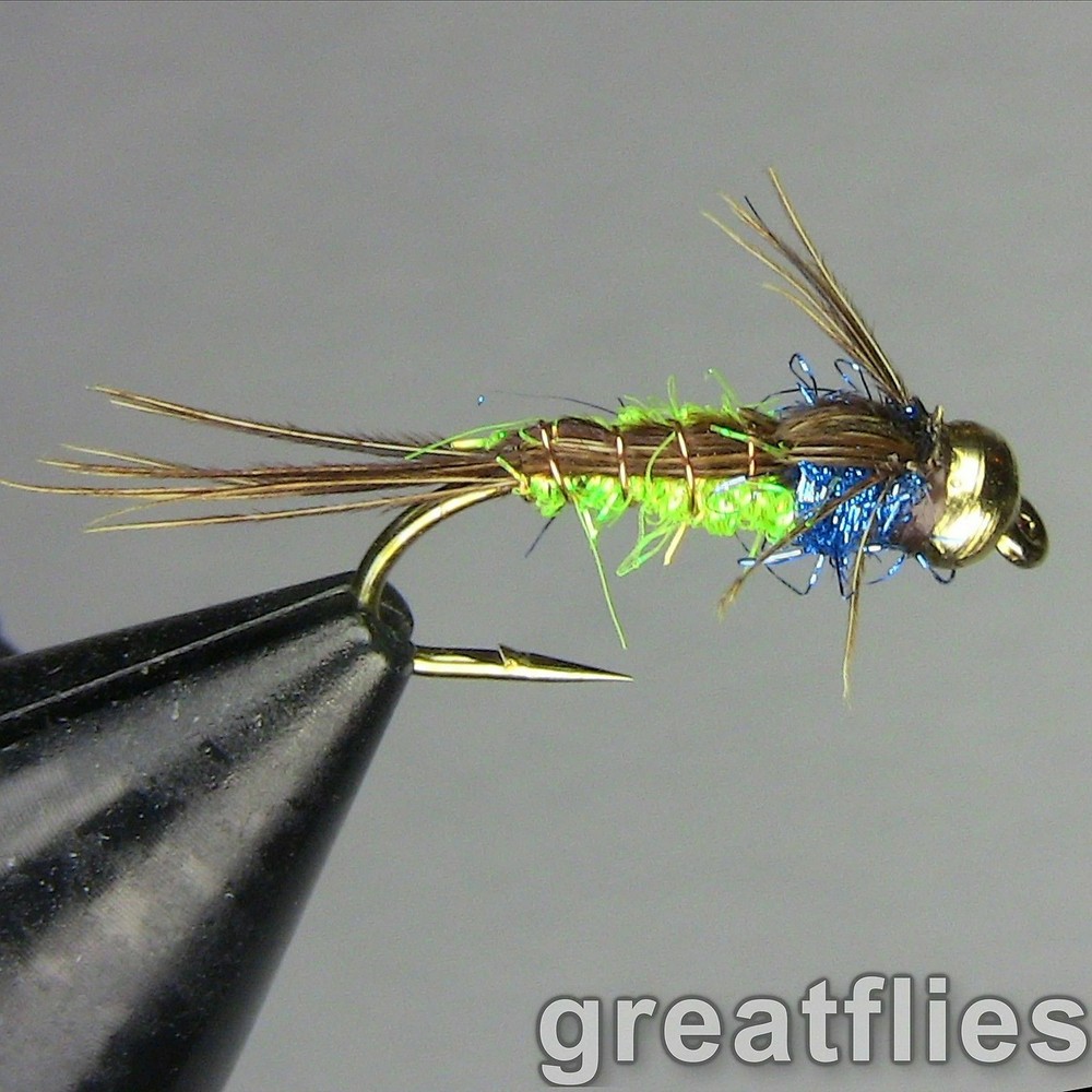 1 dozen (12) - Pheasant Tail Nymph - Super Flash - Bead Head