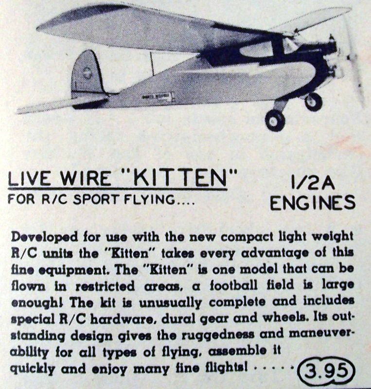 deBolt Live Wire KITTEN PLAN & RC UPDATE ARTICLE to 34" Electric Model Airplane