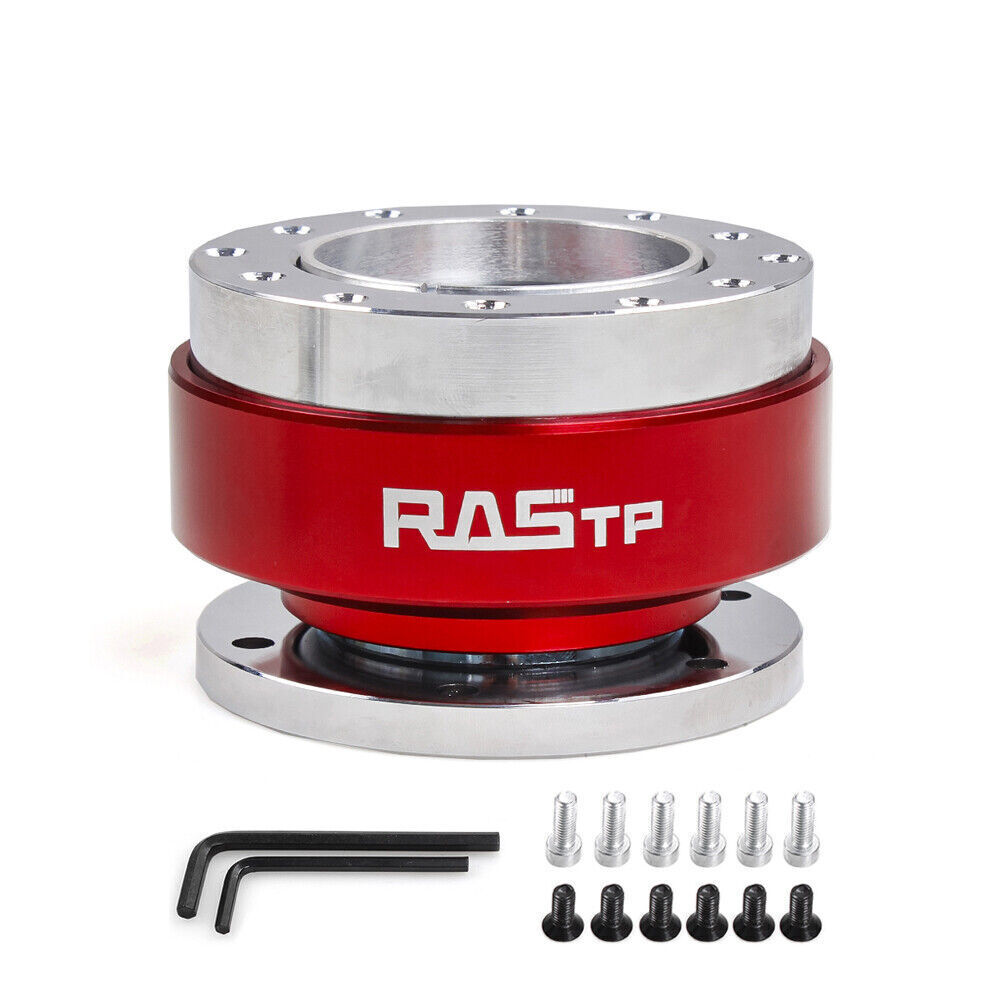 12.5" Universal Red D Shape Racing Steering Wheel w/ Quick Release Adapter Kit