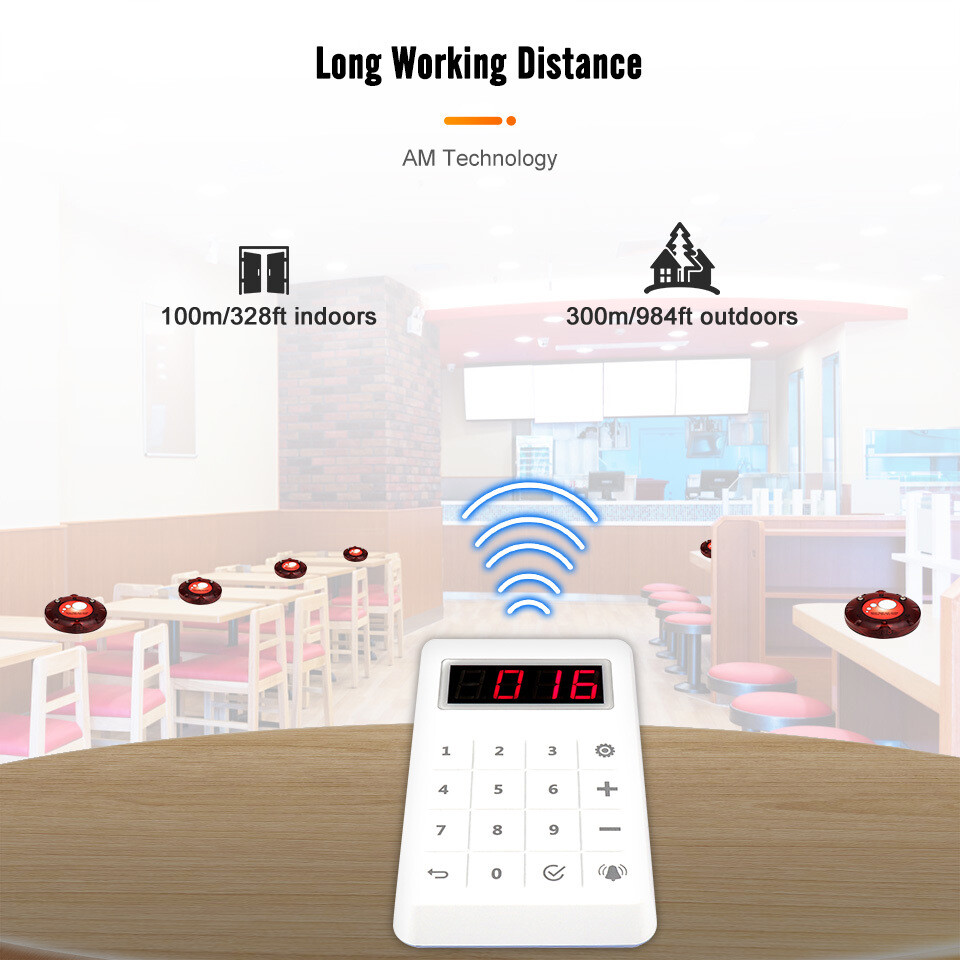TD158 Restaurant Wireless Paging Queuing Calling System 30 Coasters Pagers Hotel