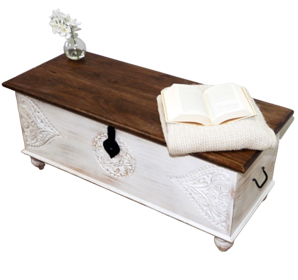 Hand-crafted large solid wood storage chest/ bench trunk/coffee table/ottoman