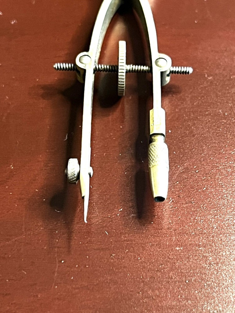 Vintage Drafting Compass Engineer Geometry Tool Metal Divider Compass