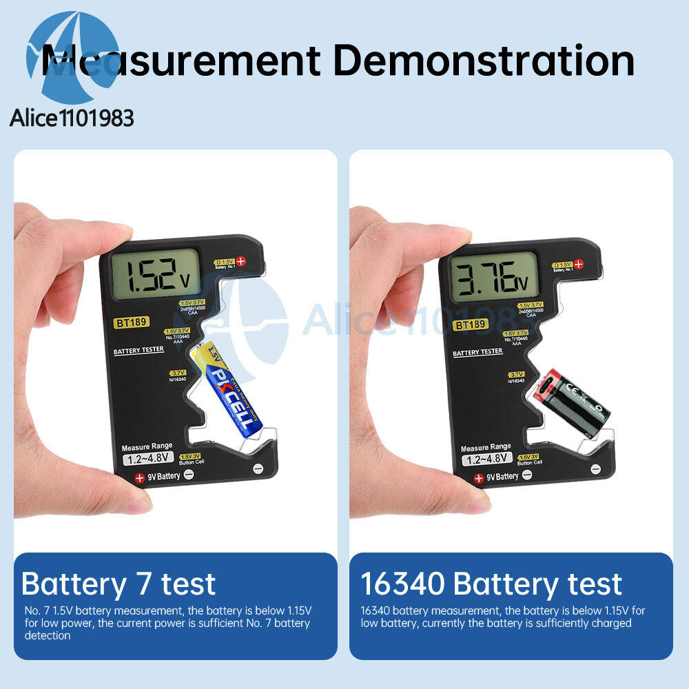 Digital Battery Tester Checker Electricity Indicator Universal AA, AAA 9V Button