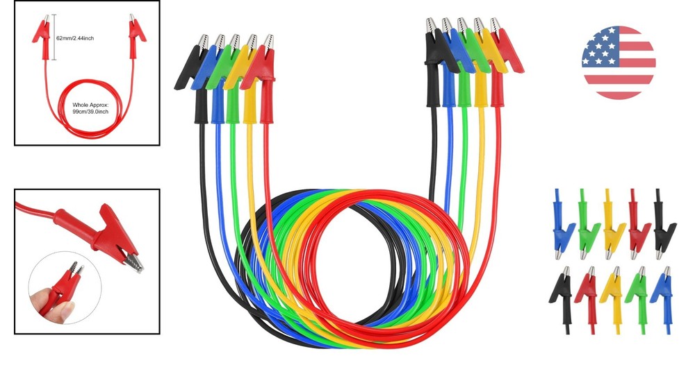5Pcs Alligator Clip Multimeter Leads | 1500V 15A Electrical Cables