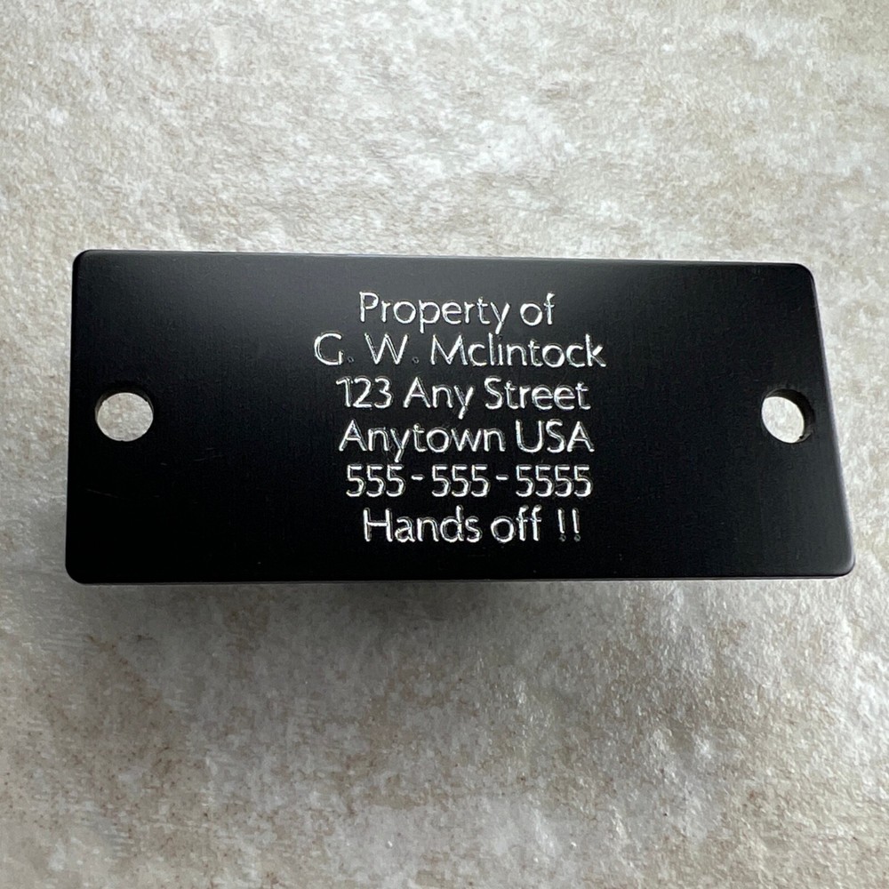 Custom Engraved Tags Personalized NAME PLATE ID Tags Black Gold Nameplate MEDIUM