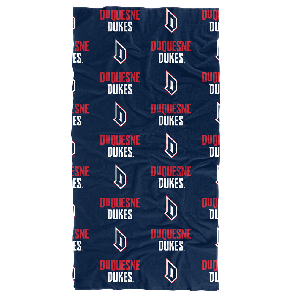 Duquesne University Beach Towel/Bath Towel, 30"x60" Logo Pattern