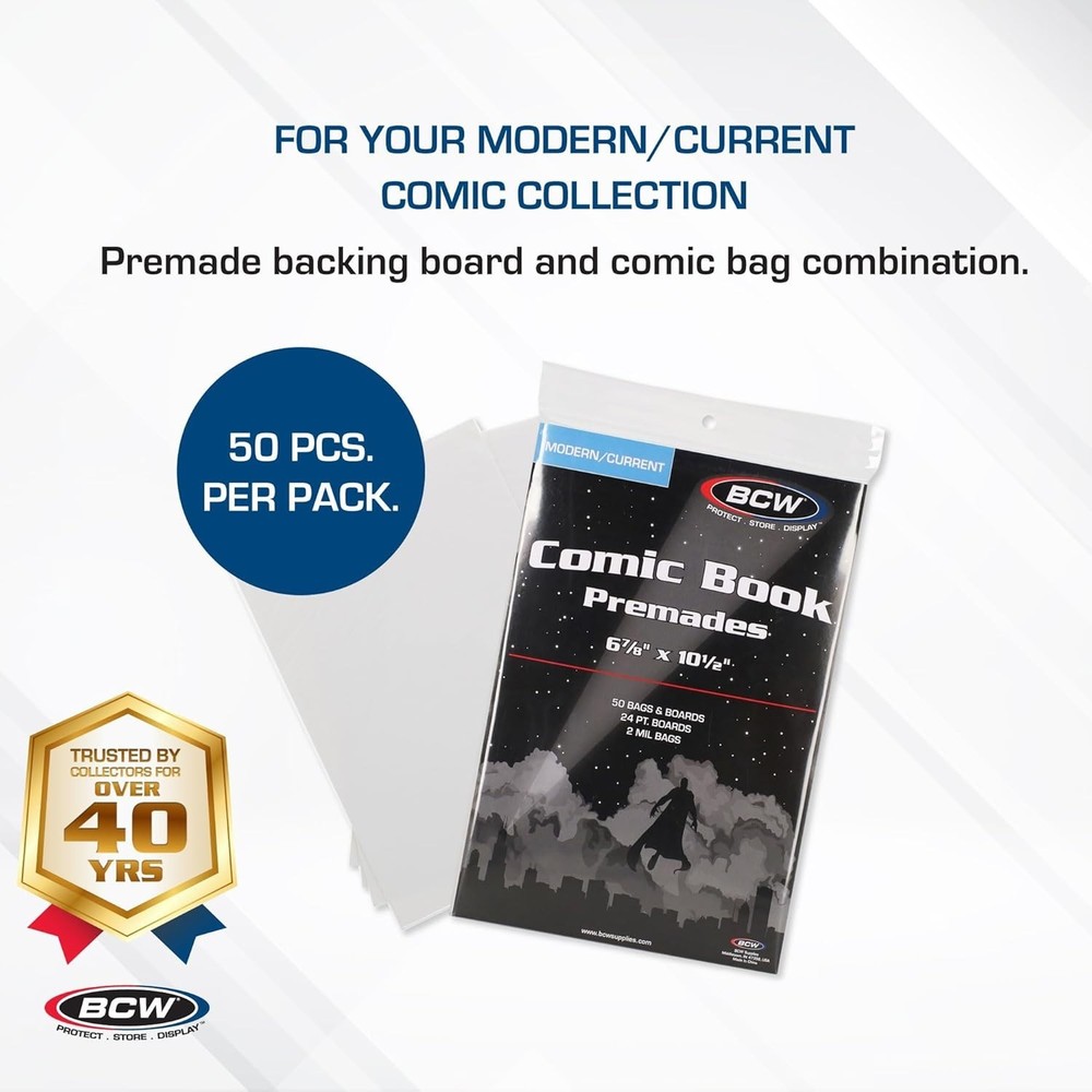 Current Comic Boards and Bags Combo | 100 Polypropylene Comic Bags & Backer B...