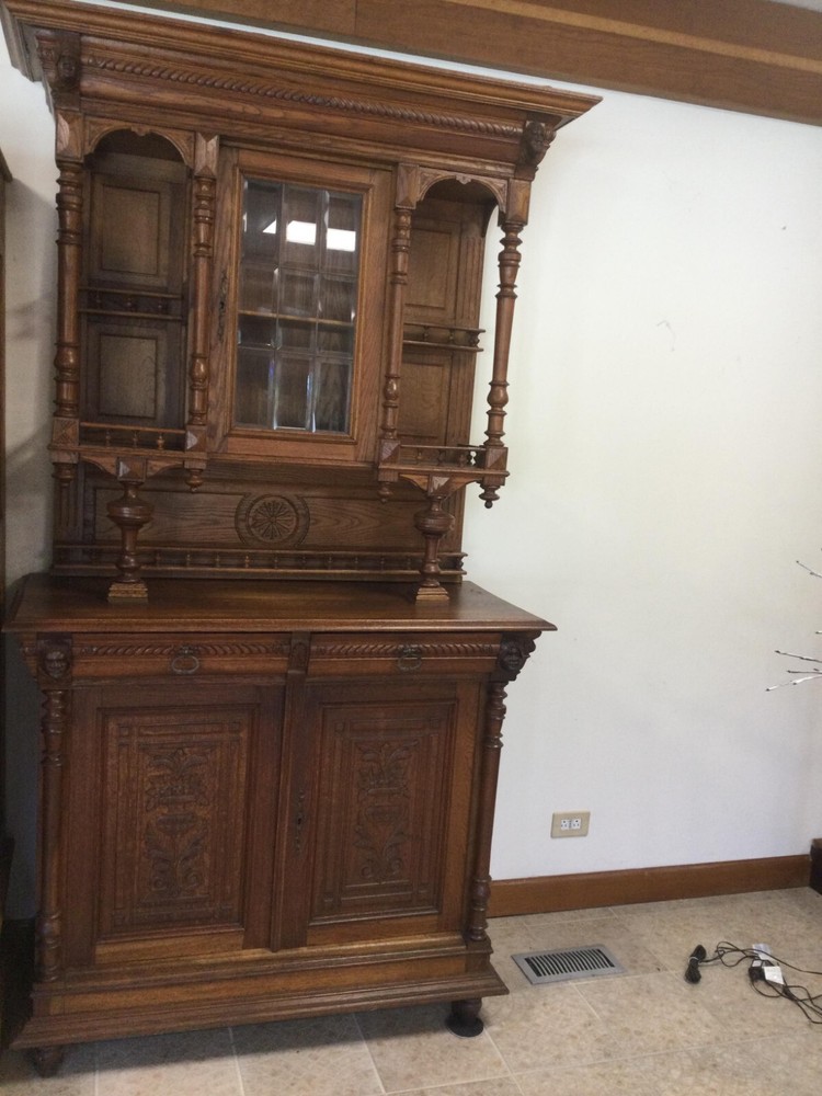 ANTIQUE SOLID OAK EUROPEAN CUBOARDS 1885