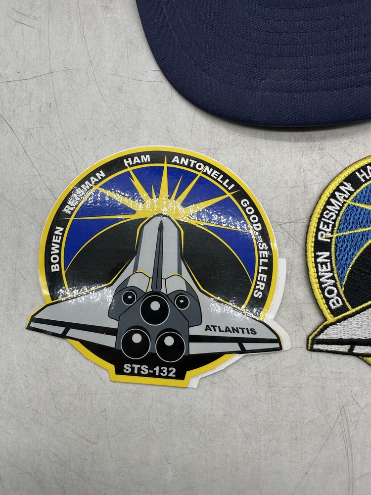Space Shuttle Snapback Hat Cobra Cap Plus Atlantis STS-132 Patch & Sticker