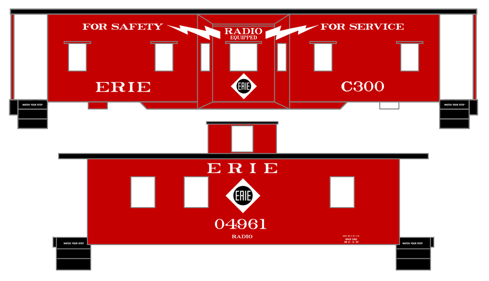 K4 HO Scale Decals Erie Caboose White