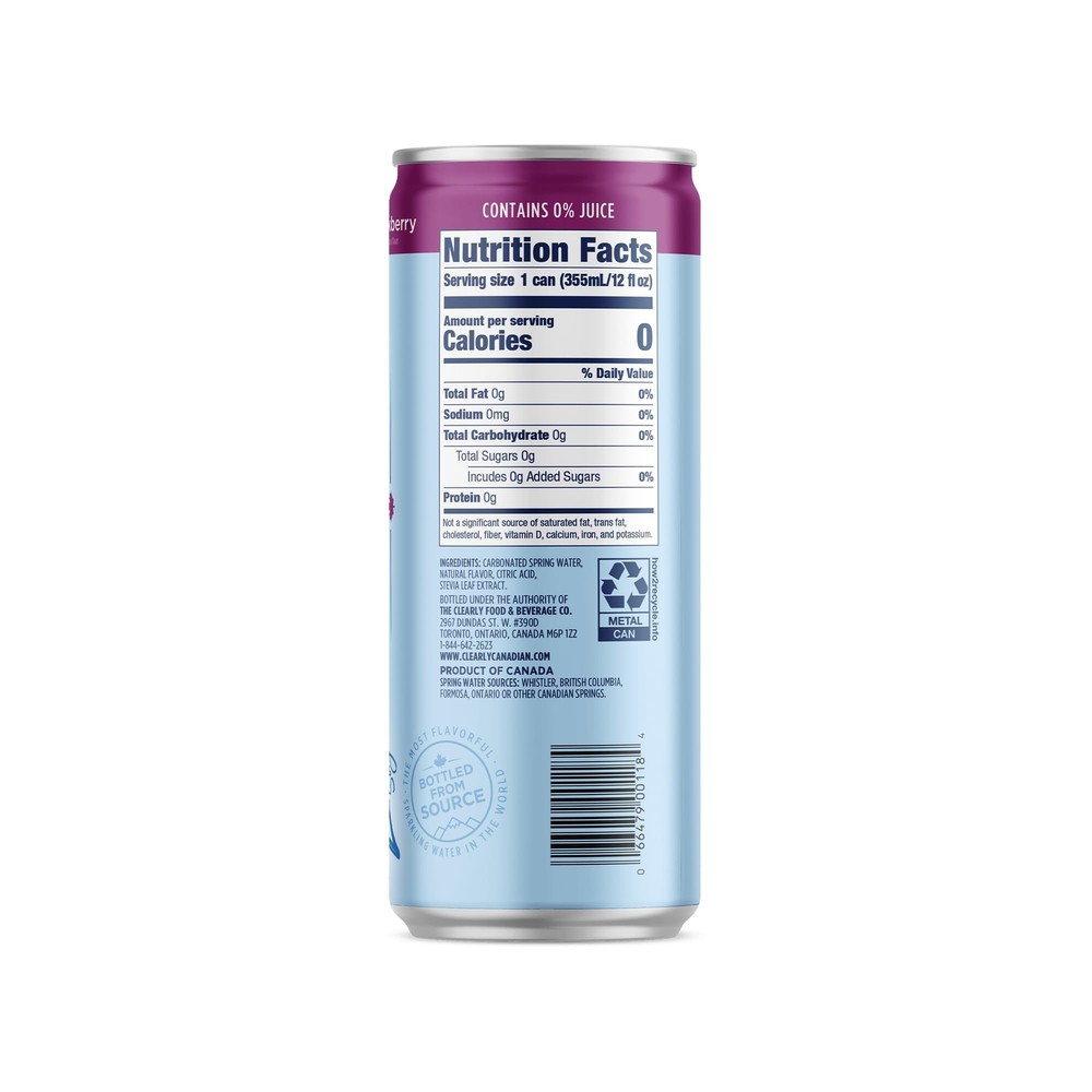 Clearly Canadian Zero Sugar Forest Blackberry Sparkling Water Beverage, Zero ...
