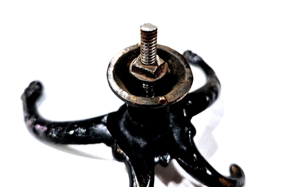 Antique Hall Tree Coat Hook Black Cast Iron + Copper Original Back Base Hardware