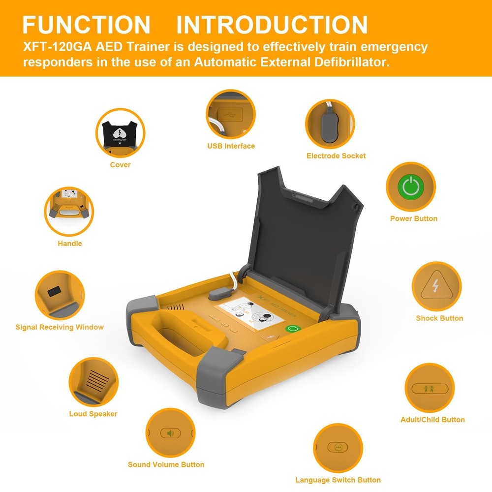 AED Trainer, XFT AED Training Kit CPR Equipment Training Device Automatic Ext...