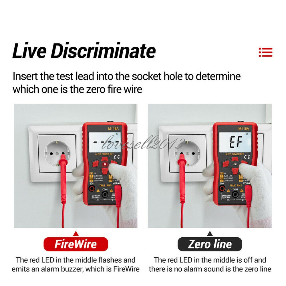 AC/DC True RMS Digital Multimeter Amp Ohm Voltage Resistance Tester Meter