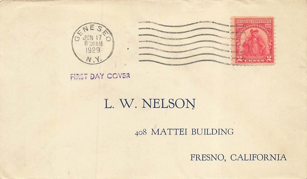 657 2c SULLIVAN EXPEDITION - L. W. NELSON - Reply envelope