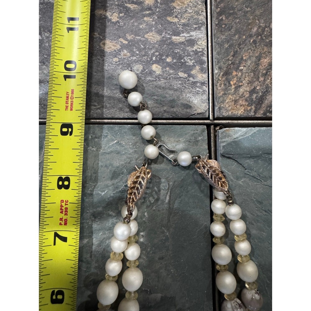 Double Strand Marbled Pearl Bead Necklace – Neutral Statement Piece