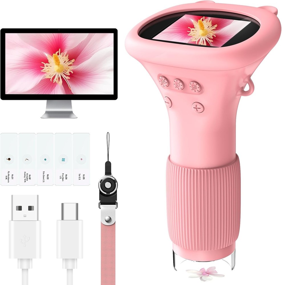 Handheld Kids Microscope - 1000X Magnification & Rechargeable for Fun Learning