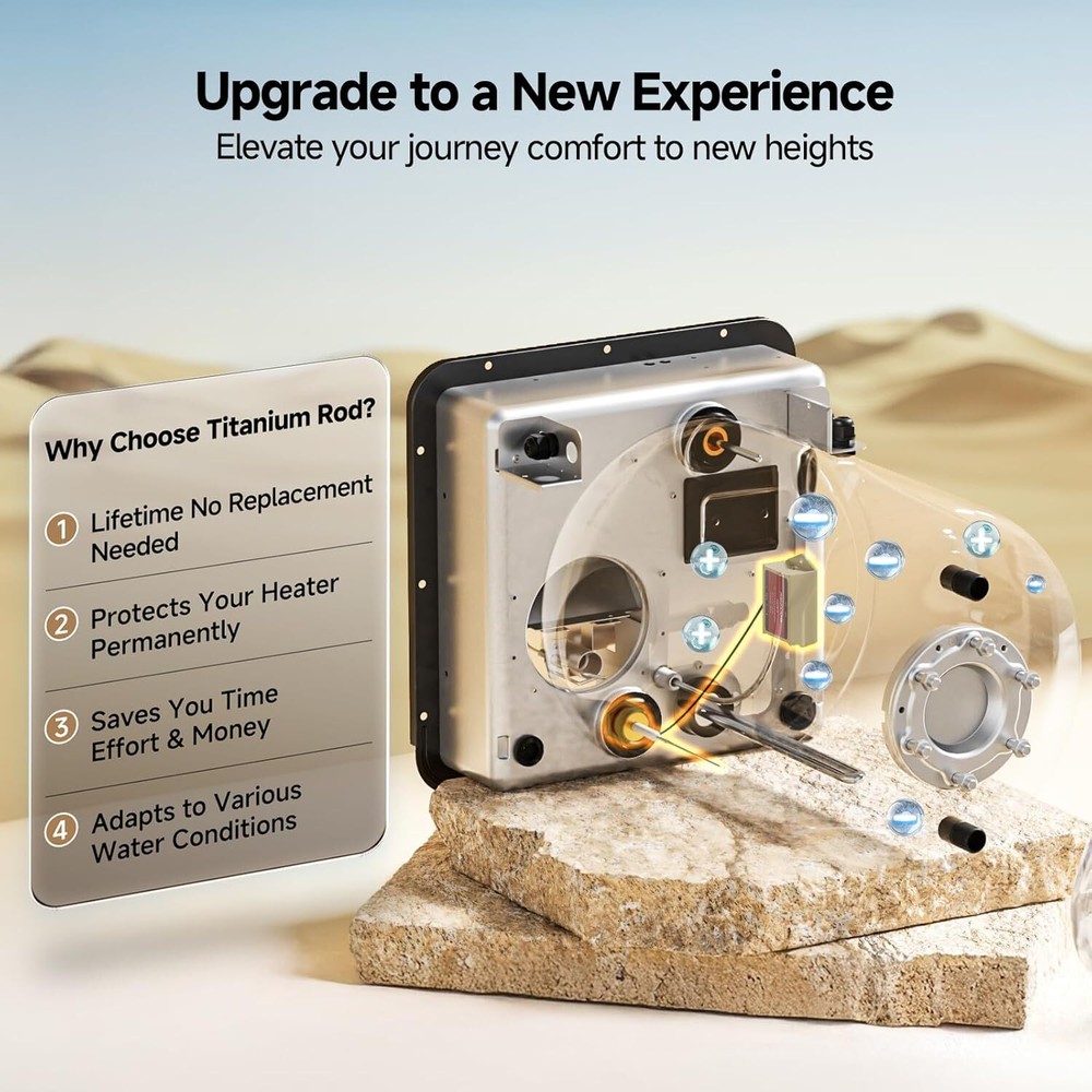 KINGRVER 6 Gallon RV Gas/Electric Water Heater Built-in Anode Rod W/Controller