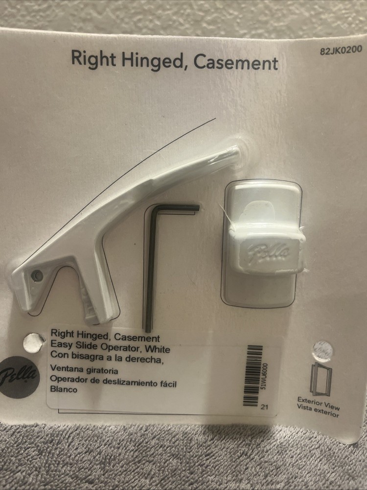 Pella Right Hinged Casement Easy Slide Operator Hardware White