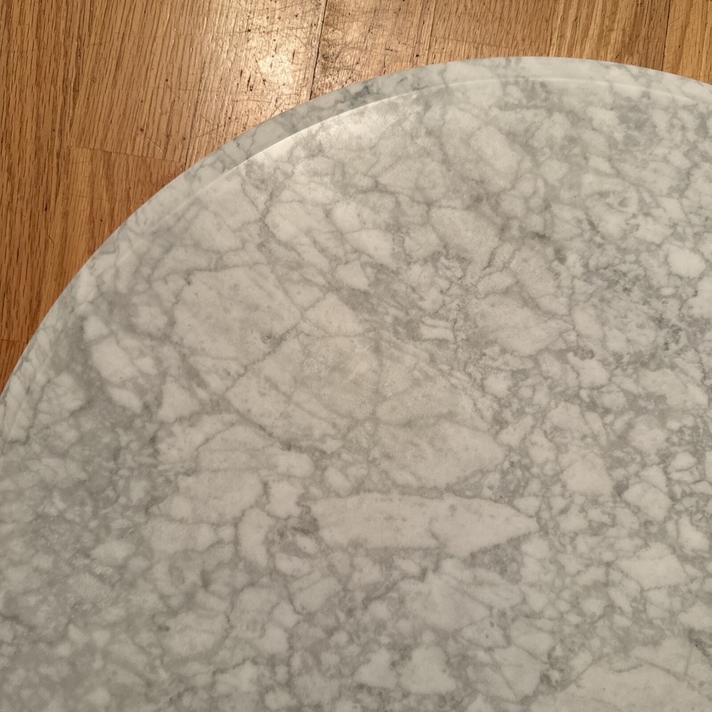 Vintage Solid Replacement 24” Marble Table Top (Italy) White & Gray Veining