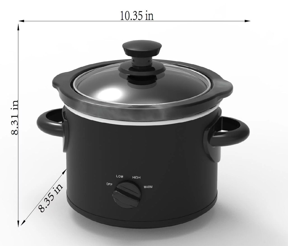 2 Quart Manual Slow Cooker, Durable Matte Black Finish