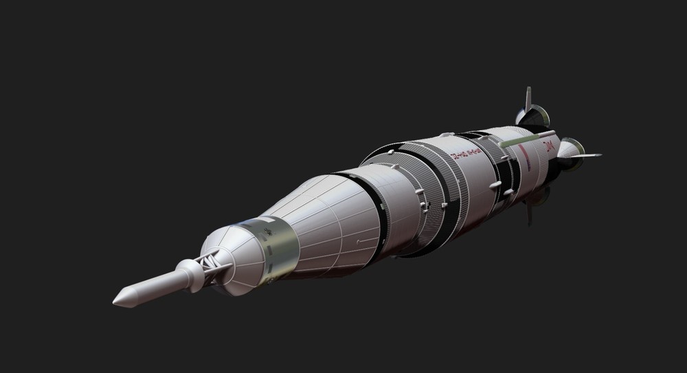 Saturn V Rocket and Launch Pad Apollo 3D model, file STL OBJ for 3D Printer