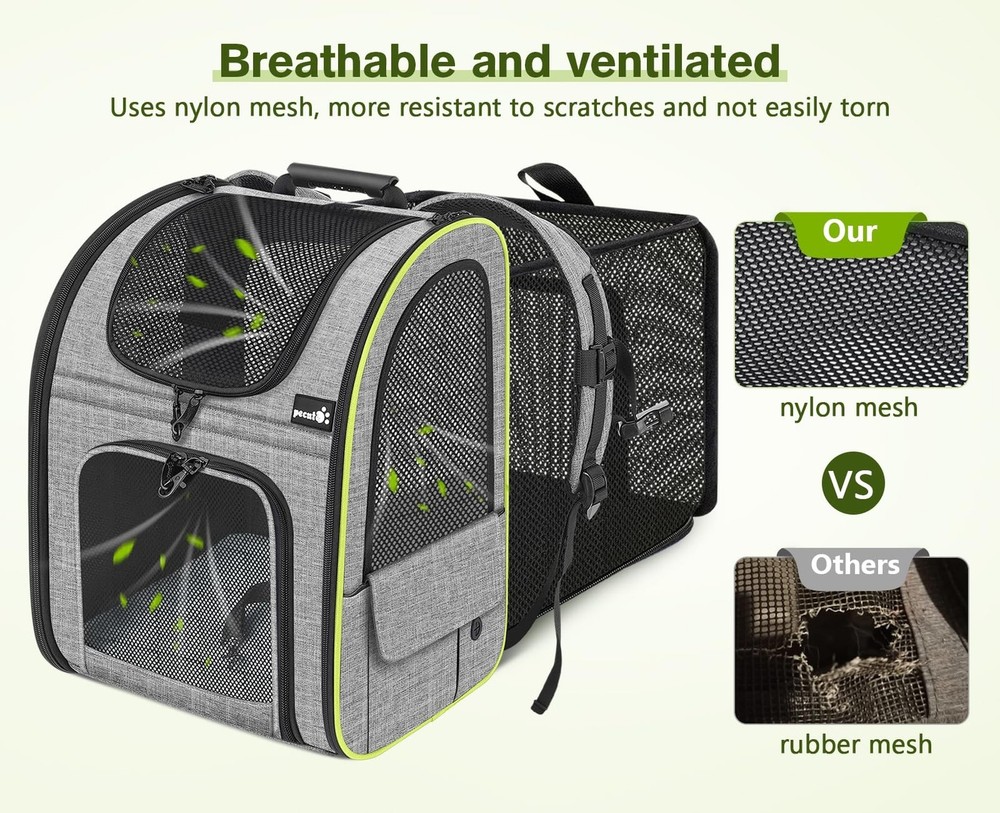Pecute Cat Carrier Backpacks, Expandable Cat Backpack with Breathable Mesh, P...