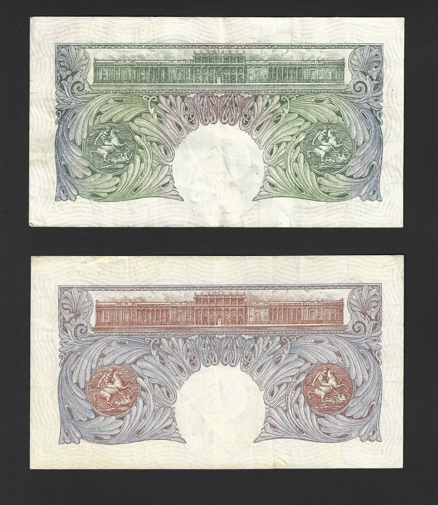 Old £1 Notes Blue & Green A70D 192587 & H63K 709966