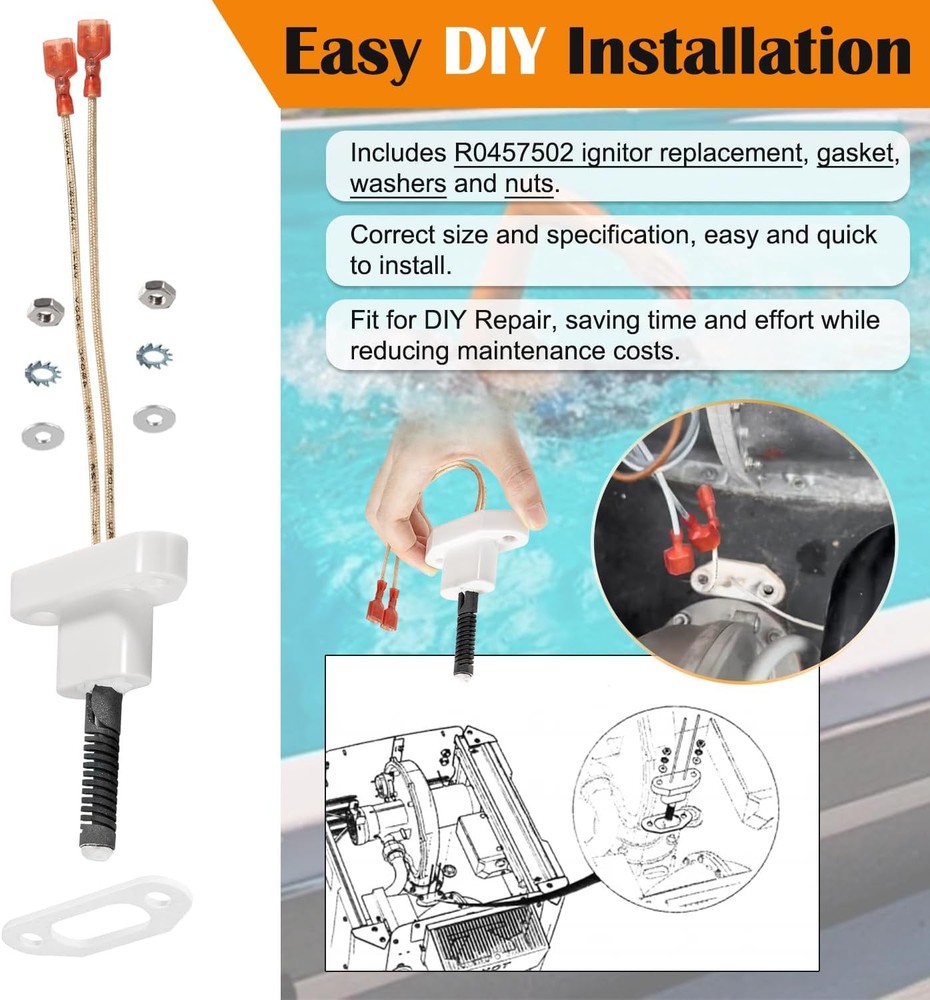 R0457502 Hot Surface Ignitor Replacement for Zodiac Jandy JXi Pool & Spa Heaters