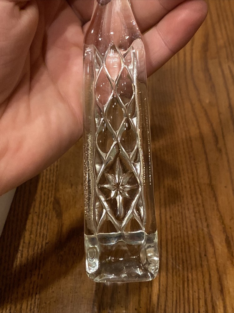 Vtg CHELTENHAM Glass 9.5" Serving Fork Embossed Diamond Pattern Handle In Box