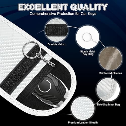 2 Pack Faraday Bag for Car Keys, Key Fob Protector Shielding Medium Silver