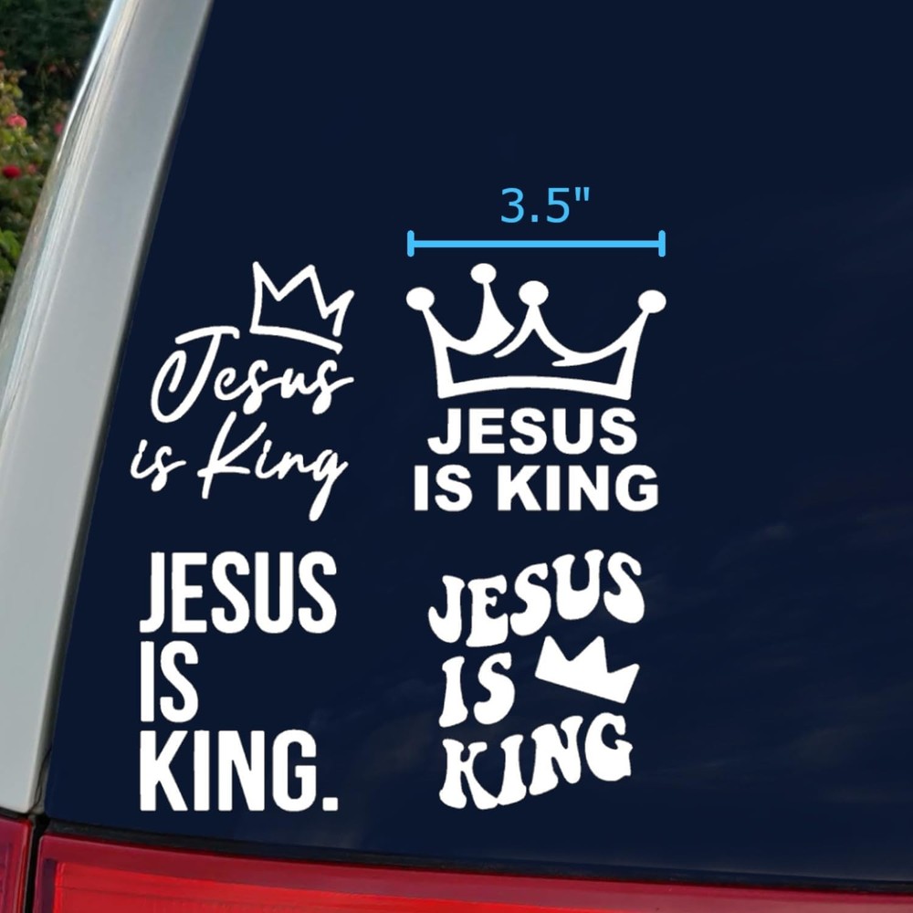 Decals 4 Pack: Crown, Cursive, Small White (3.5")-Small ~3.5"-White