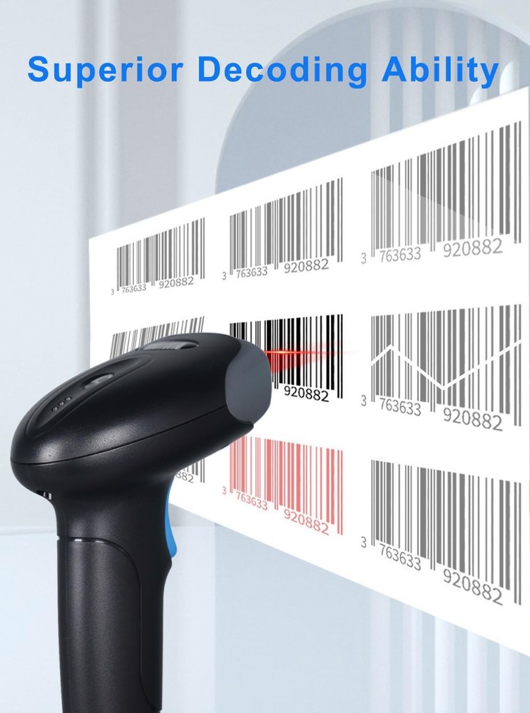 Rabitpos 1D 2D QR Barcode Scanner Wireless, Handheld Cordless Bar Codes...