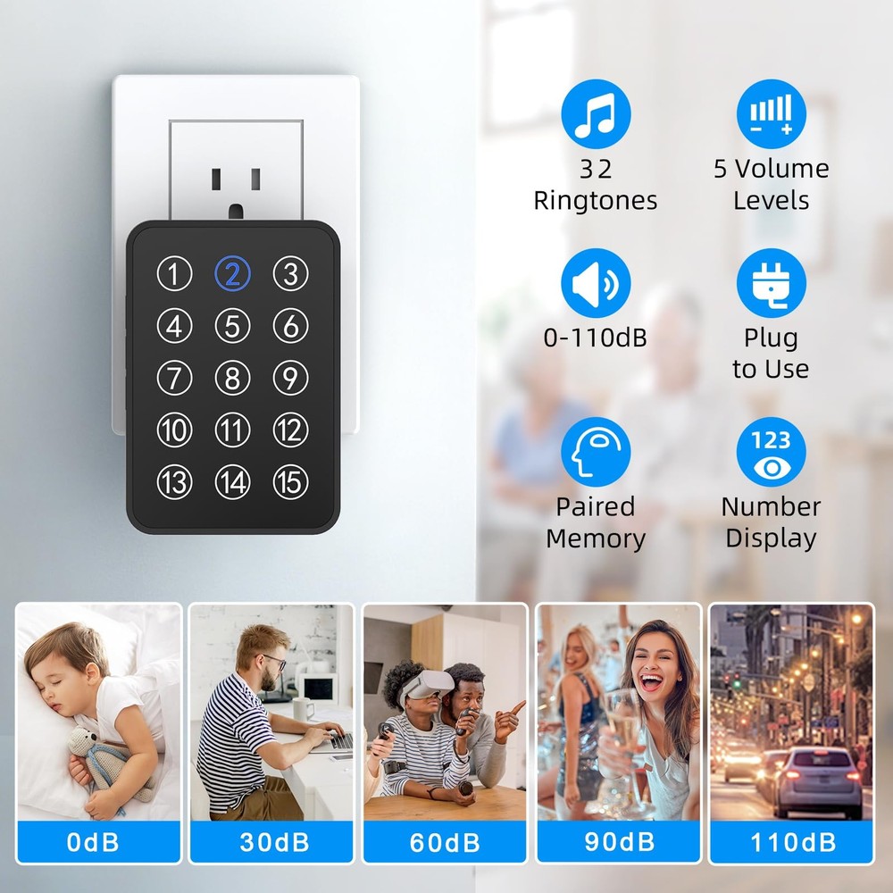 Wireless Emergency Call Button System - 500 Ft Range Caregiver Pager w/10 Button