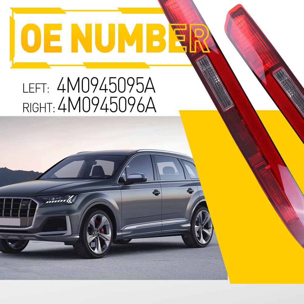 Pair Rear Bumper Stop Lamp Light Reflector For Audi Q7 2016 2017 2018 2019 2020