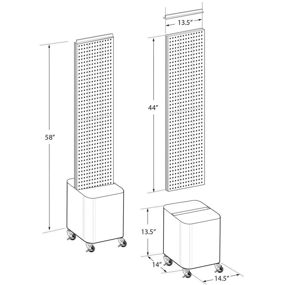 Azar Displays Two-Sided Pegboard Floor Display on White Studio Wheeled Base....