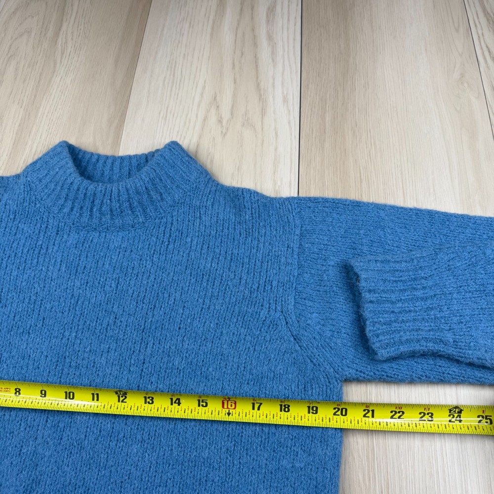 Tibi Womens Blue Mock Neck Long Sleeve Wool Blend Knit Pullover Sweater Size S