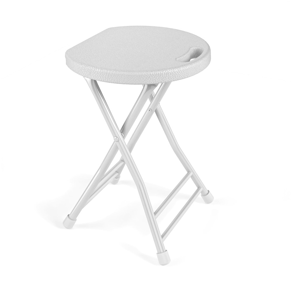 Folding Stool, 18 Inch Foldable Stool with Handle & Steel Frame, Folding Bar ...