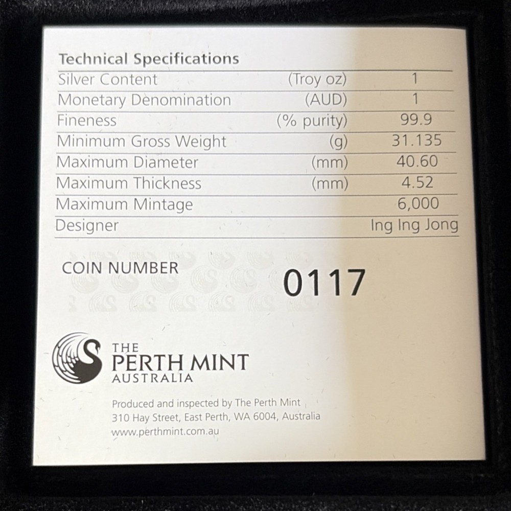 Perth Mint 2016 Map Shaped Dingo 1oz Silver Commemorative Coin #0117