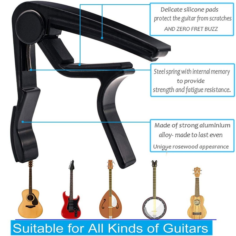 Guitar Capo 2 Pack Black Clamp for MA01-CAPO, 2