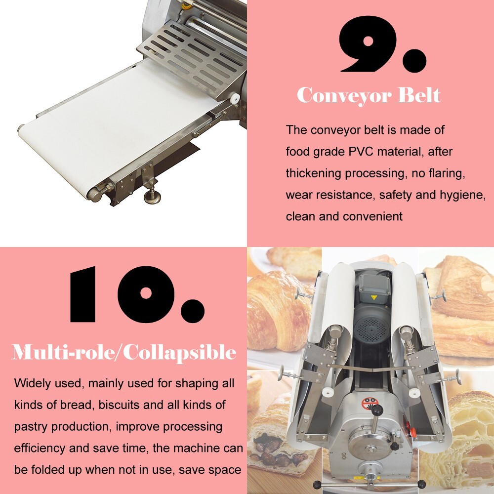 Commercial 110V Folding Table Type Dough Sheeter Pastry Machine 1mm-32mm