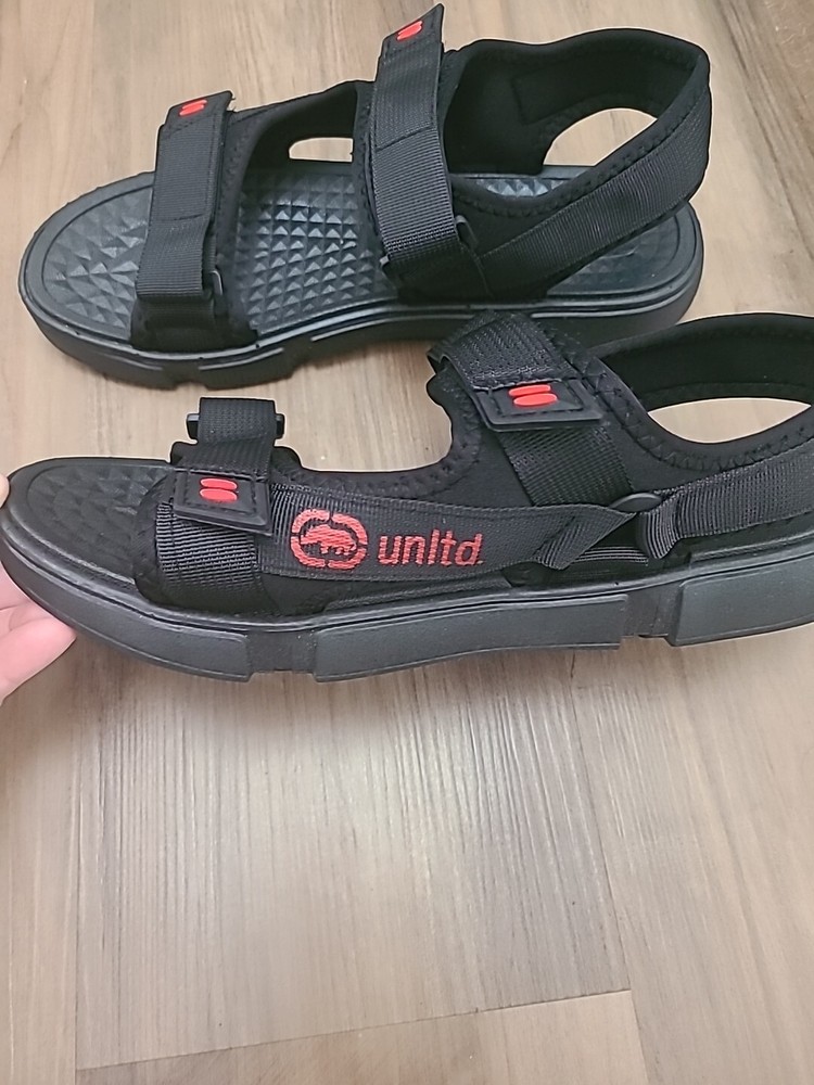 Men's Unltd Black Hook And Loop Summer Sandals Size 9