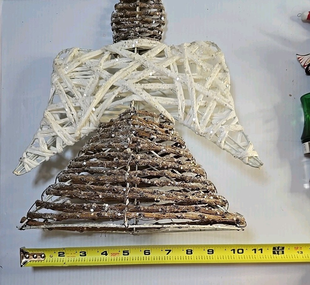 Christmas Angle Rustic Rattan Large 12in X 12in