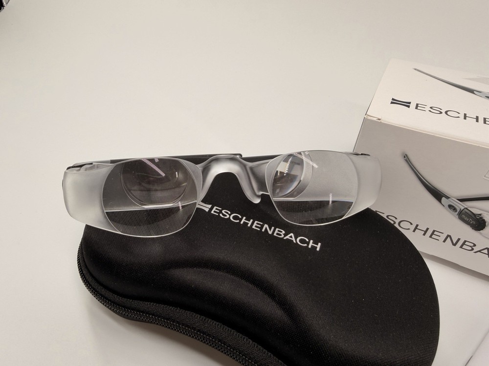 Eschenbach MaxTV Viewing Glasses 2.1X Magnification Made in Germany w/ Case