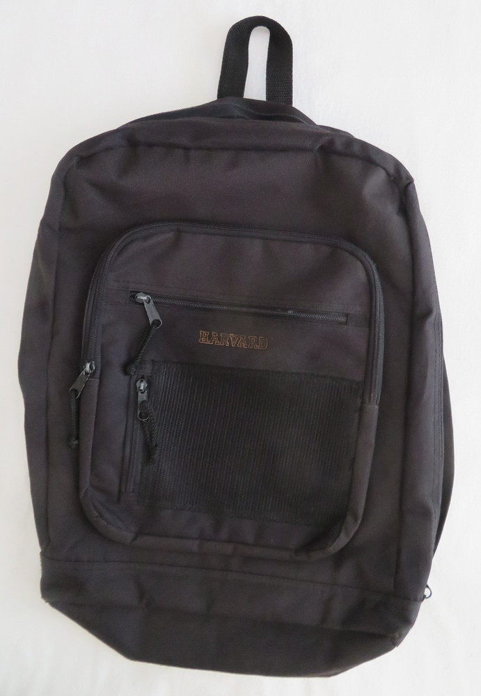 HARVARD 4 Section Backpack Schoolbag Book Bag Black EUC