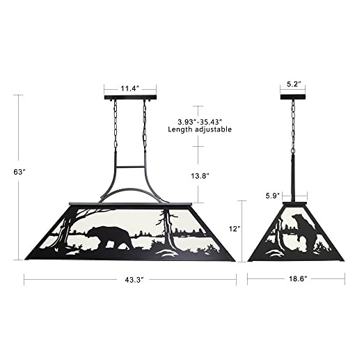 Vintage Pool Table Light, 3 Lights Rustic Billiards Light Fixtures with