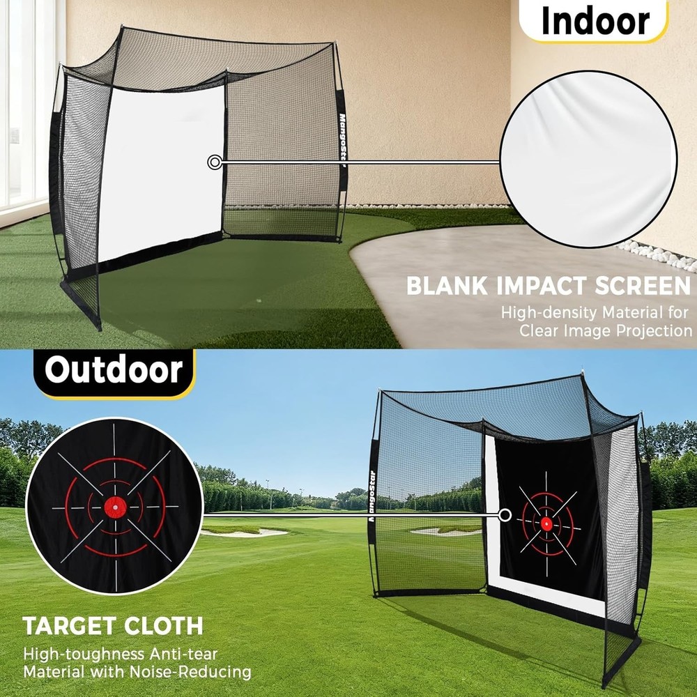 Golf Net, 11x8ft Golf Simulators Hitting Net with High-Density Impact Screen ...
